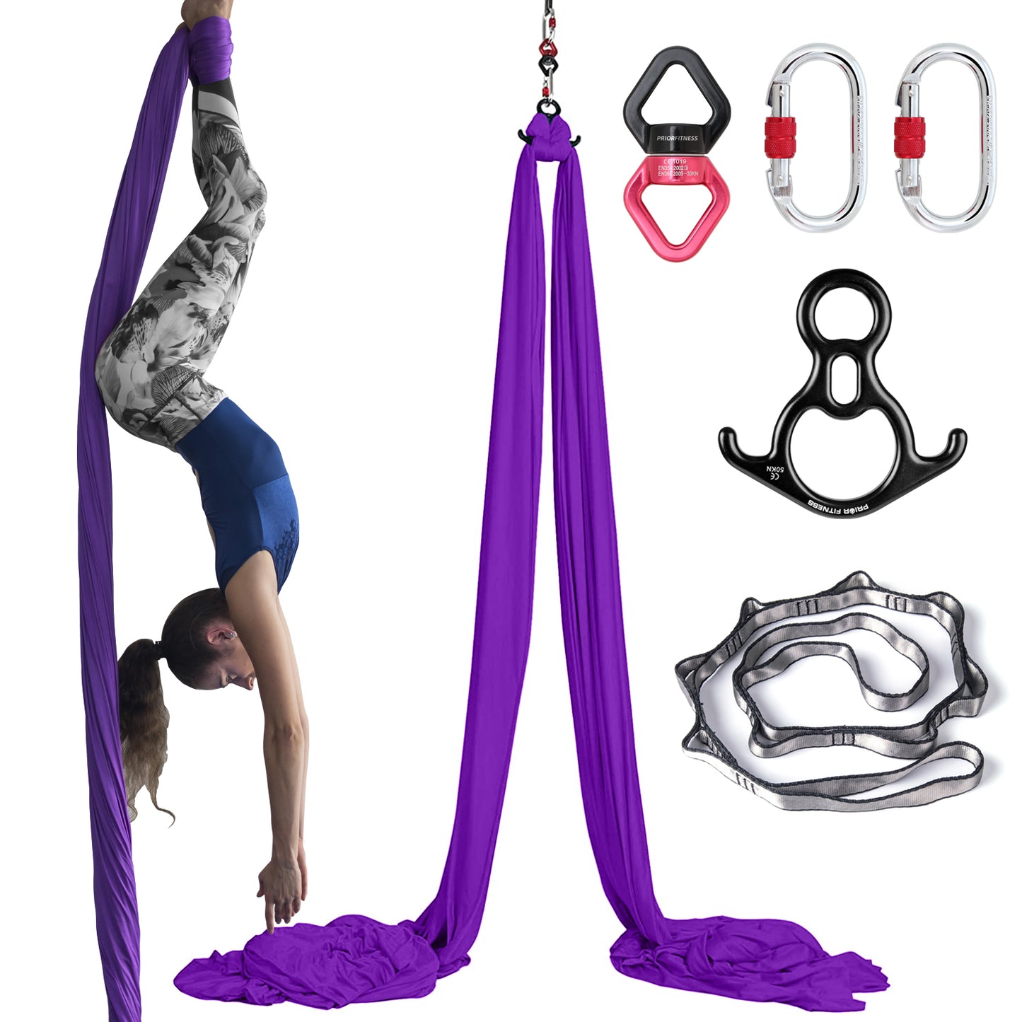 13.7 meters Aerial Silk Set High Strength Yoga Hammock with Handware Indoor Outdoor Fitness