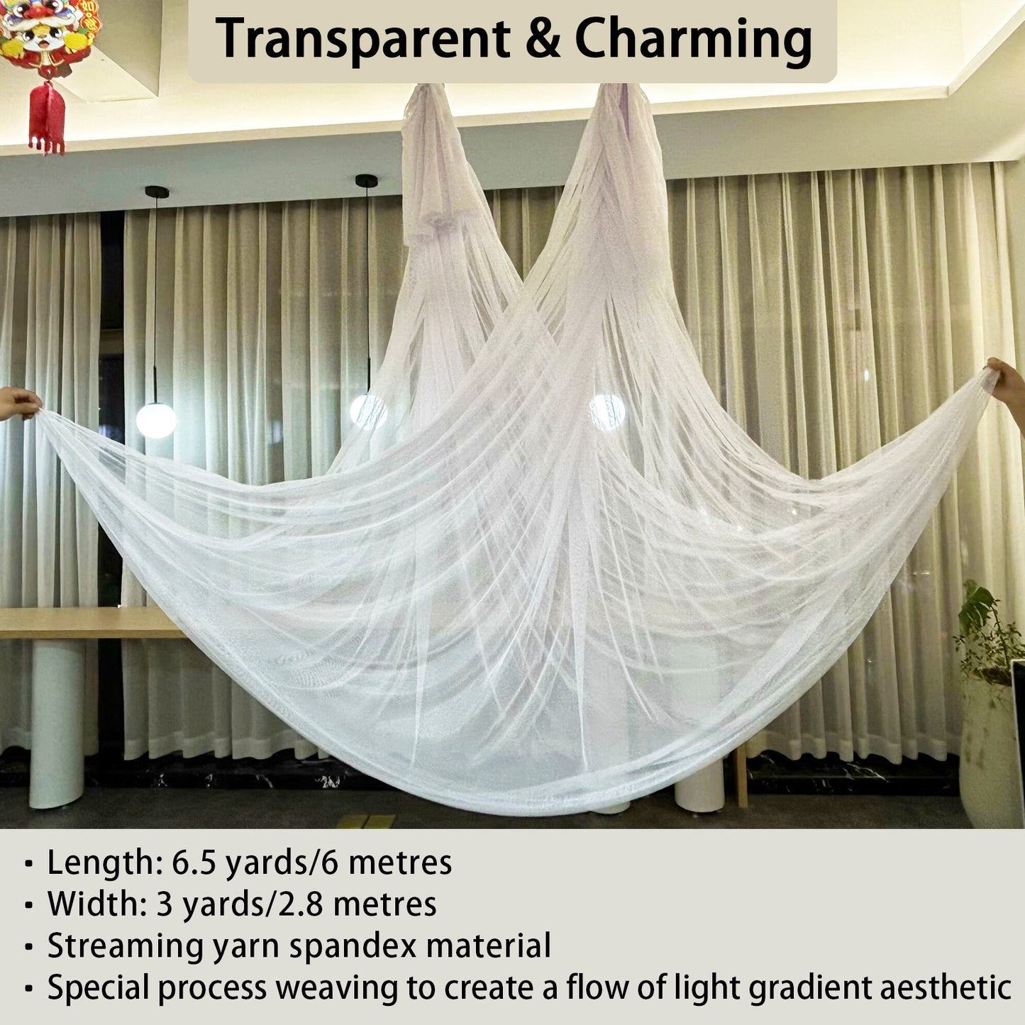 6 Meters Transparent Aerial Yoga Hammock Set