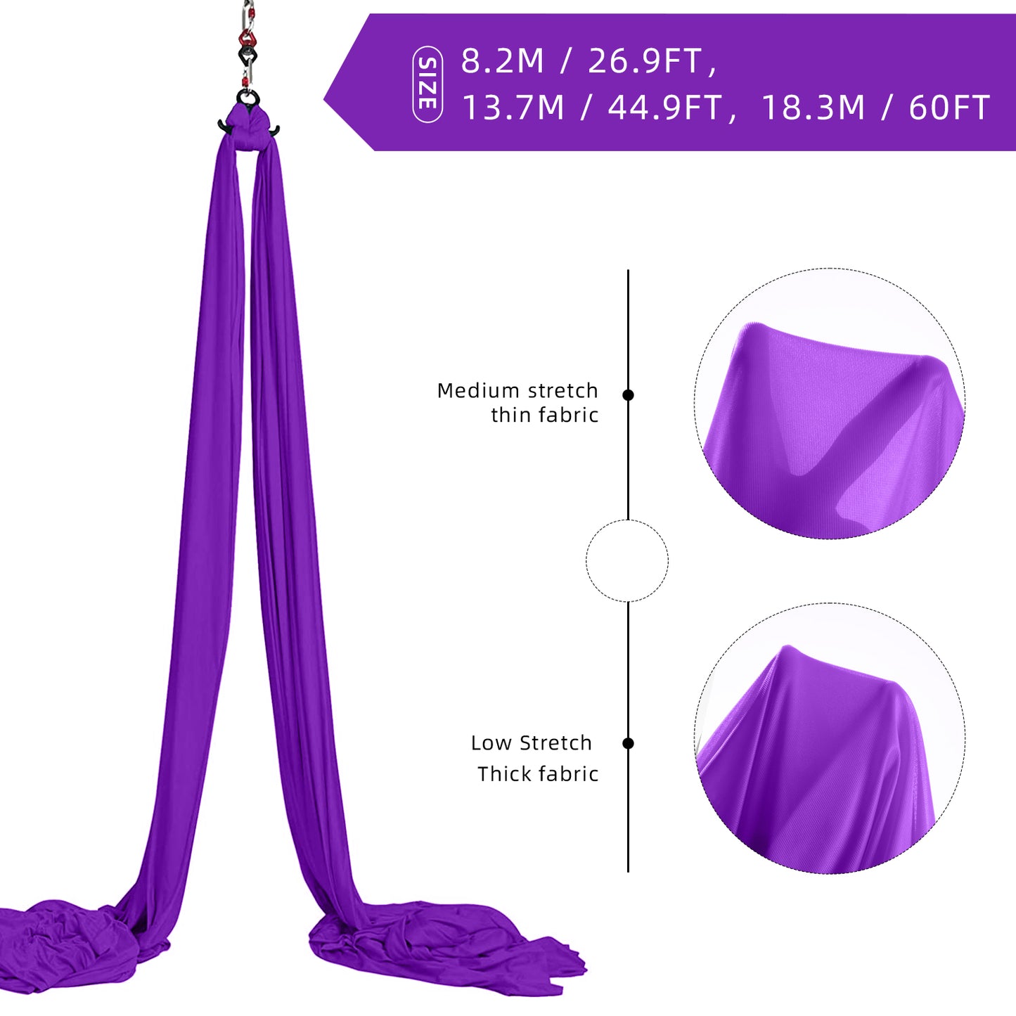 8.2 meters aerial silk set