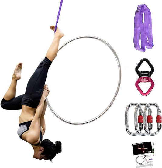 80cm/85cm/90cm/95cm Silver 1 Piont 32mm Lyra Hoop Set Aerial Hoop Set with Rigging Hardware