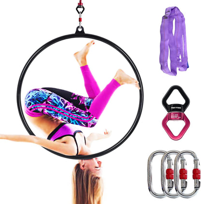 80cm/85cm/90cm/95cm Black Hoop Lyra Set 32mm 1 Tap Lyra Hoop Set Great for Dancing Studio, Aerial Fitness