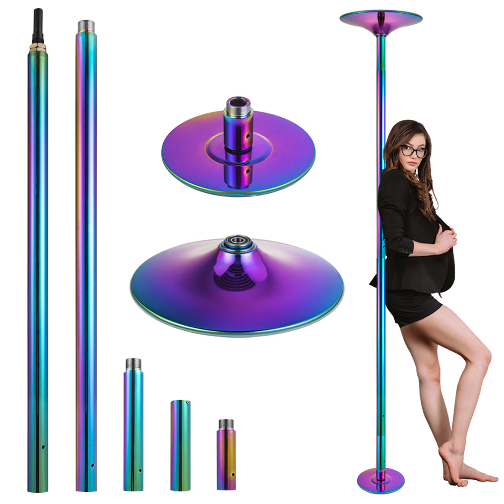 2.7 Meters 45mm Dance Pole Set Spinning Static Dancing Pole Kit Height Adjustable Fitness Pole for Exercise Home Club Gym